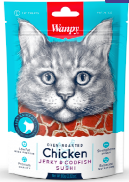 خریدتشویقی گربه ونپی Wanpyمدل Chicken Jerky & Codfish Sushi